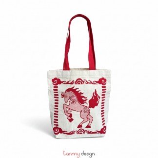 Túi tote vải in họa tiết ngựa 35*40cm